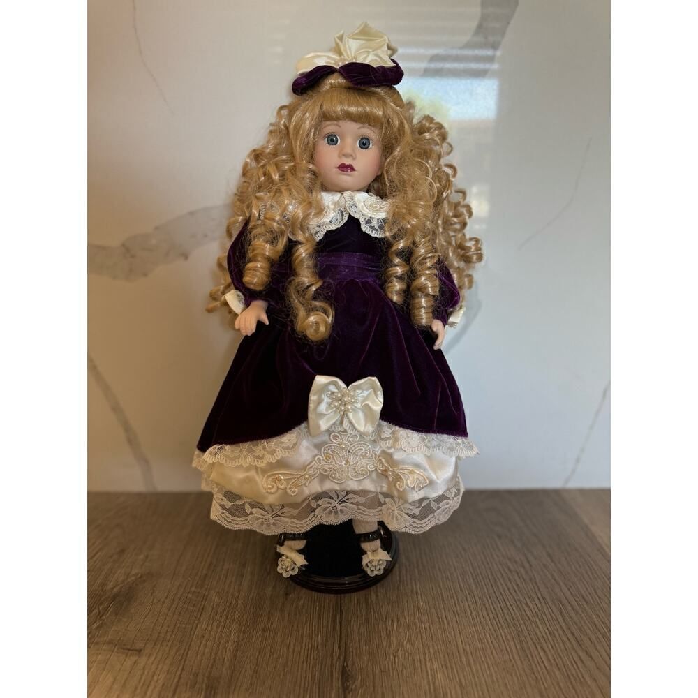 Vintage Victorian Porcelain Doll by The Brass Key Inc With Stand